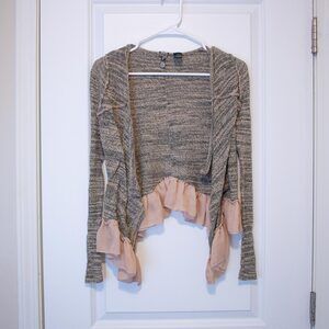 XS Wool Blend Boho Blouse Cottagecore Steampunk Ruffle Asymmetrical BKE Boutique